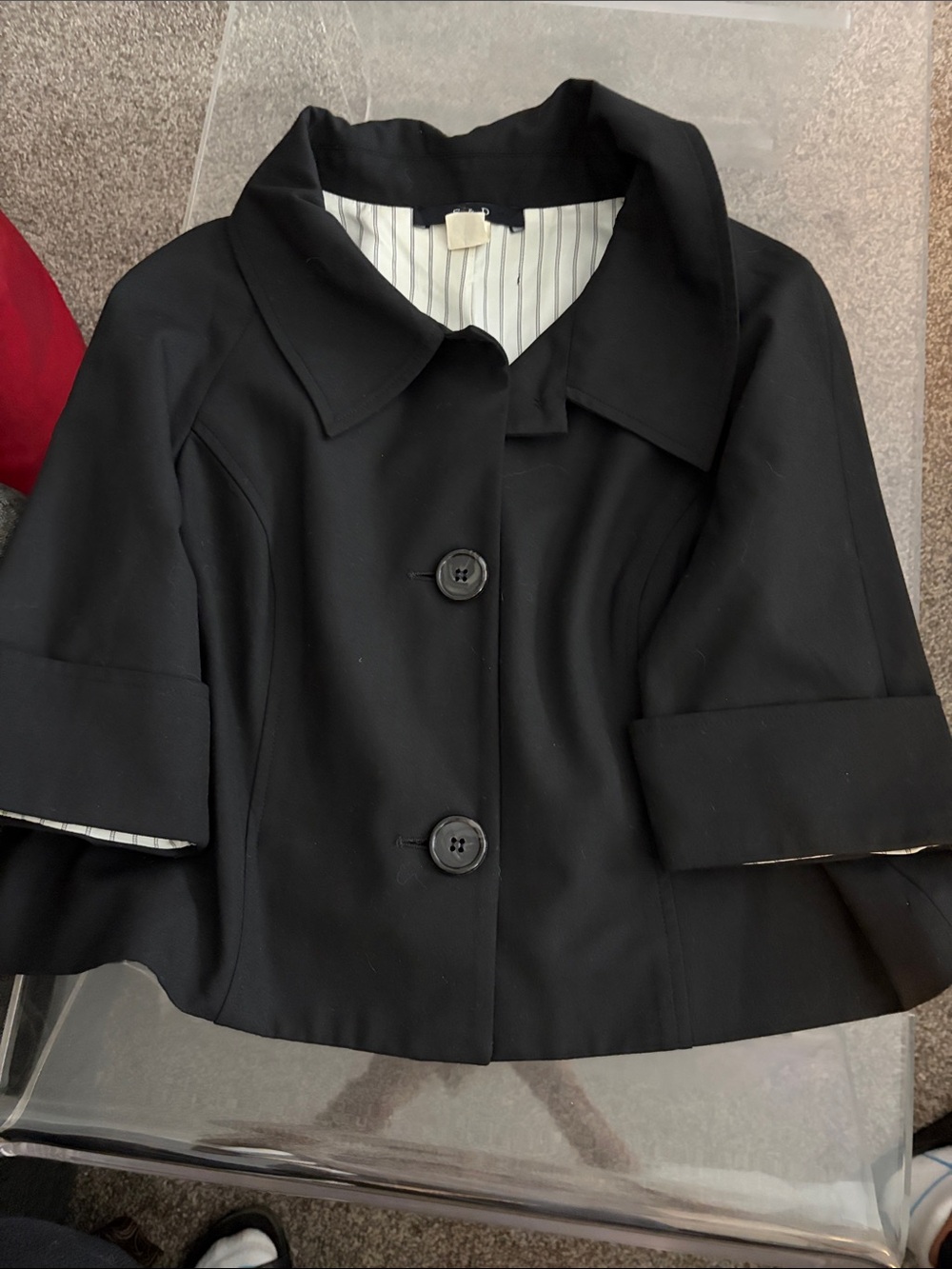 Women's Black Cropped Blazer Jacket - Classic Button Front